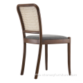 Modern Solid Wood Rattan Back leather Dining Chair